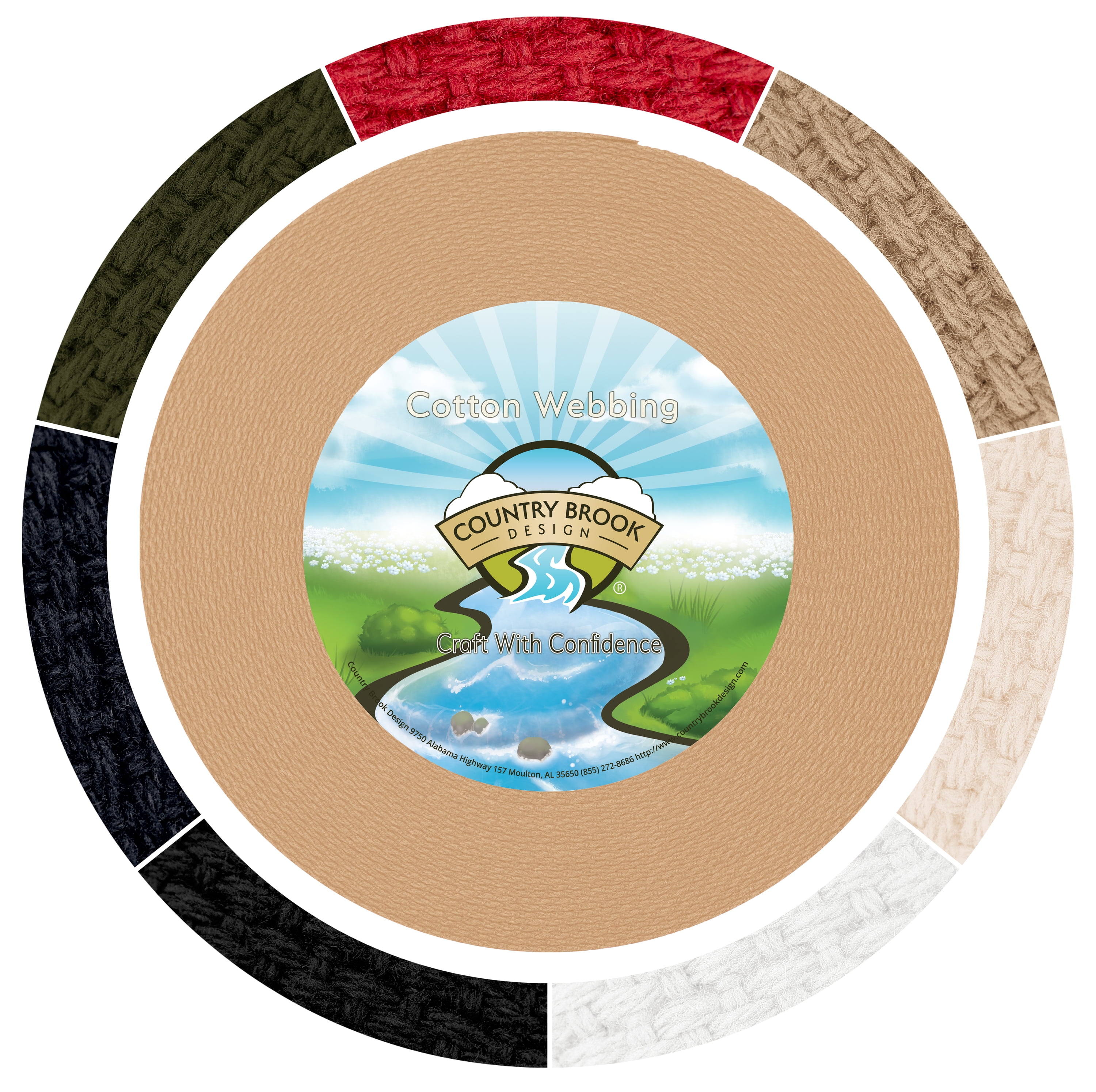 Country Brook Design - Heavy Cotton Webbing - 7 Vibrant Colors (1 1/2 ...