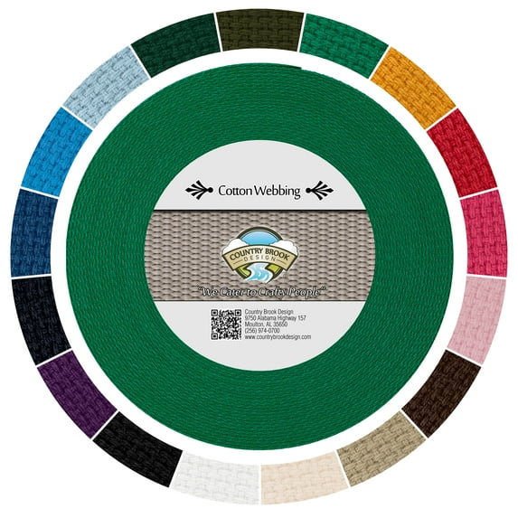 Country Brook Design - Heavy Cotton Webbing with 20 Vibrant Color Options (1 Inch)