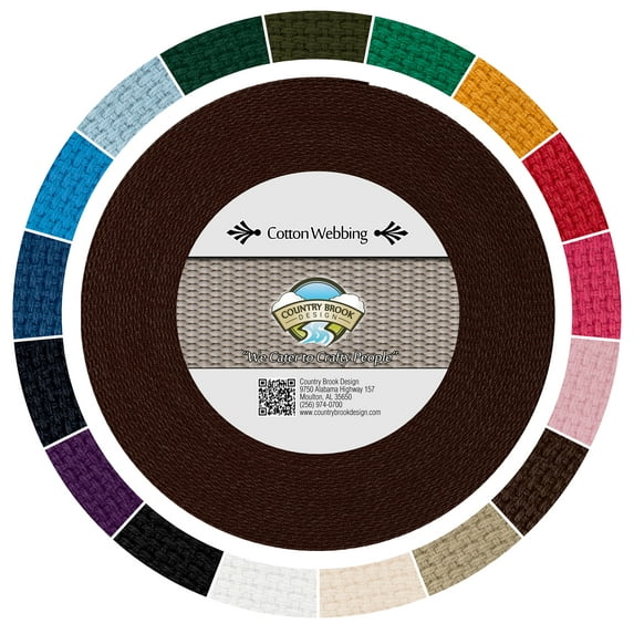 Country Brook Design - Heavy Cotton Webbing with 20 Vibrant Color Options (1 Inch)