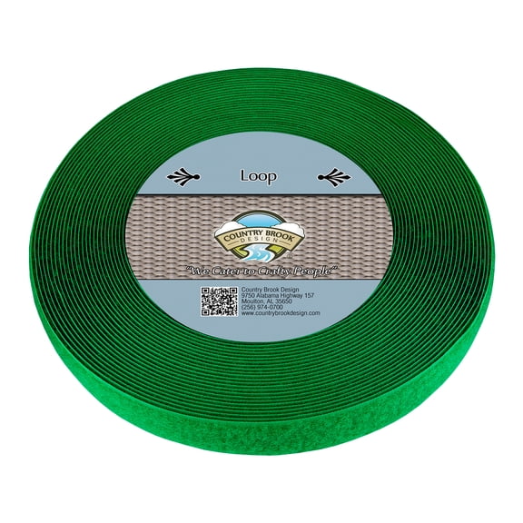 Country Brook Design® Holiday Green Sew On Loop Only (1 inch, 25 yards)