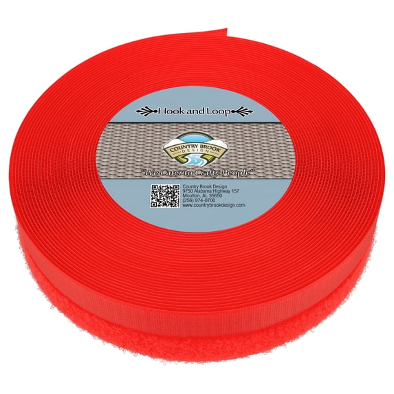 Country Brook Design® Hot Orange Sew On Hook And Loop (1 inch, 50 yards)