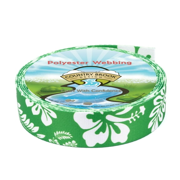 Country Brook Design - Kelly Green Hawaiian Polyester Webbing (1 1/2 Inch, 10 Yards)