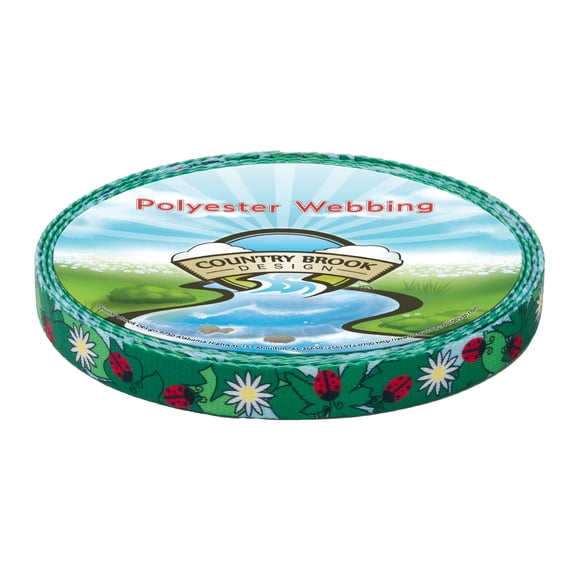 Country Brook Design - Ladybugs Picnic Polyester Webbing (1/2 Inch, 50 Yards)