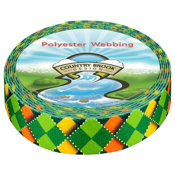 Country Brook Design - Limerick Argyle Polyester Webbing (5/8 Inch, 50 Yards)