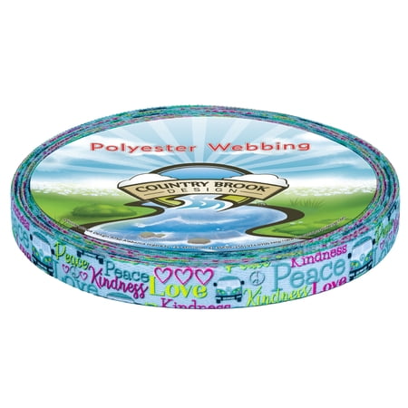 Country Brook Design - Love and Peace Polyester Webbing (1/2 Inch, 10 Yards)