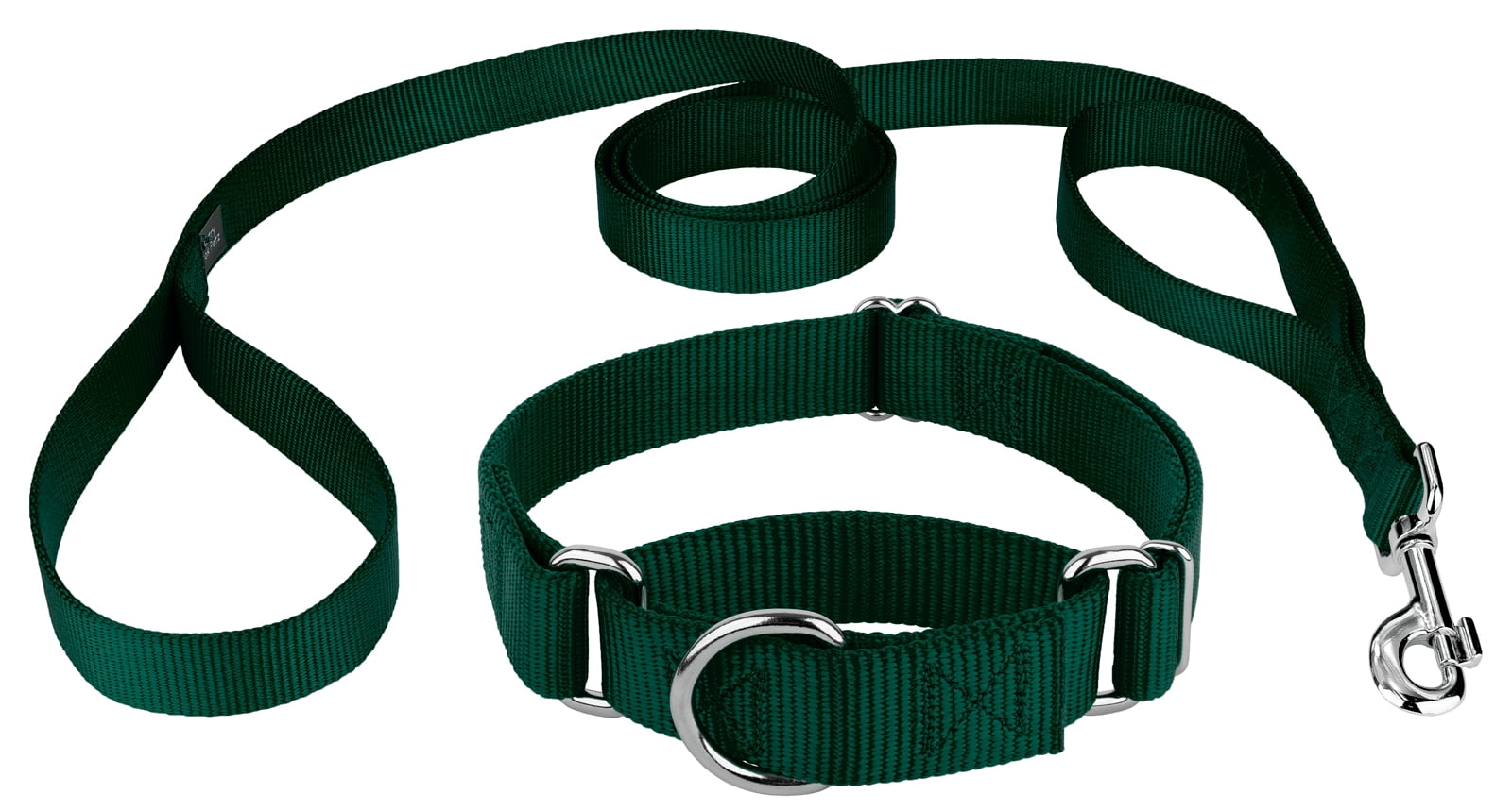 Country Brook Petz® Martingale Nylon Dog Collar & Double Handle Leash - Green - Small