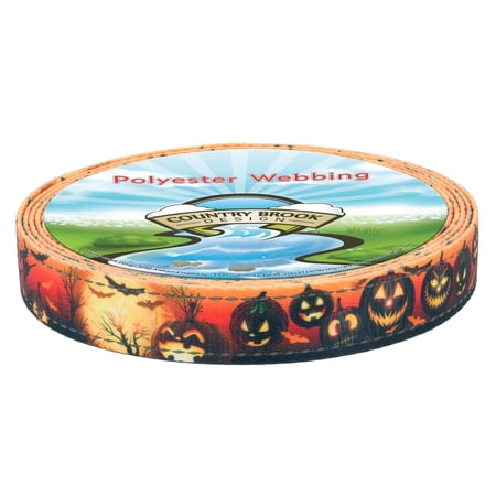 Country Brook Design - Midnight Fright Reflective Polyester Webbing (1 Inch, 5 Yards)
