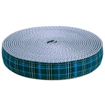 Country Brook Design - Navy Plaid on Silver Nylon Webbing (1 Inch, 10 Yards)