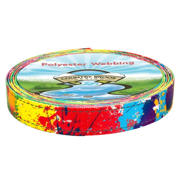 Country Brook Design - Paint Splatter Reflective Polyester Webbing (1 Inch, 5 Yards)