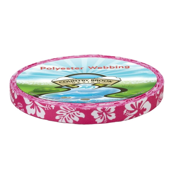 Country Brook Design - Pink Hawaiian Polyester Webbing (3/4 Inch, 10 Yards)