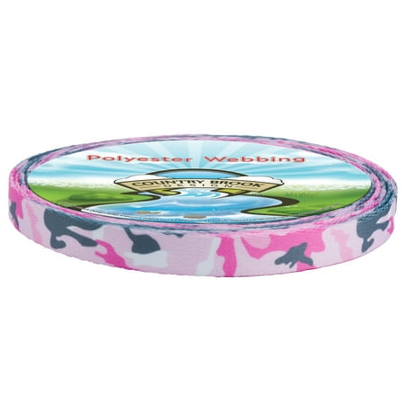 Country Brook Design - Pink and Grey Camo Polyester Webbing (5/8 Inch, 50 Yards)