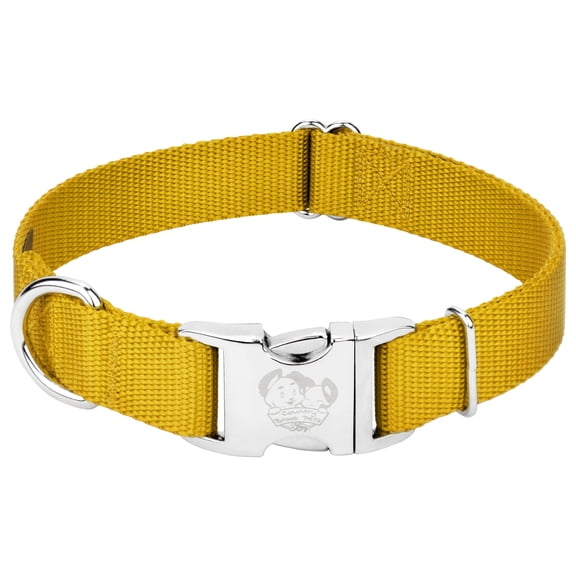 Country Brook Petz® Premium Nylon Dog Collar with Metal Buckle for Small Medium Large Breeds (Large, 1 Inch, Gold)