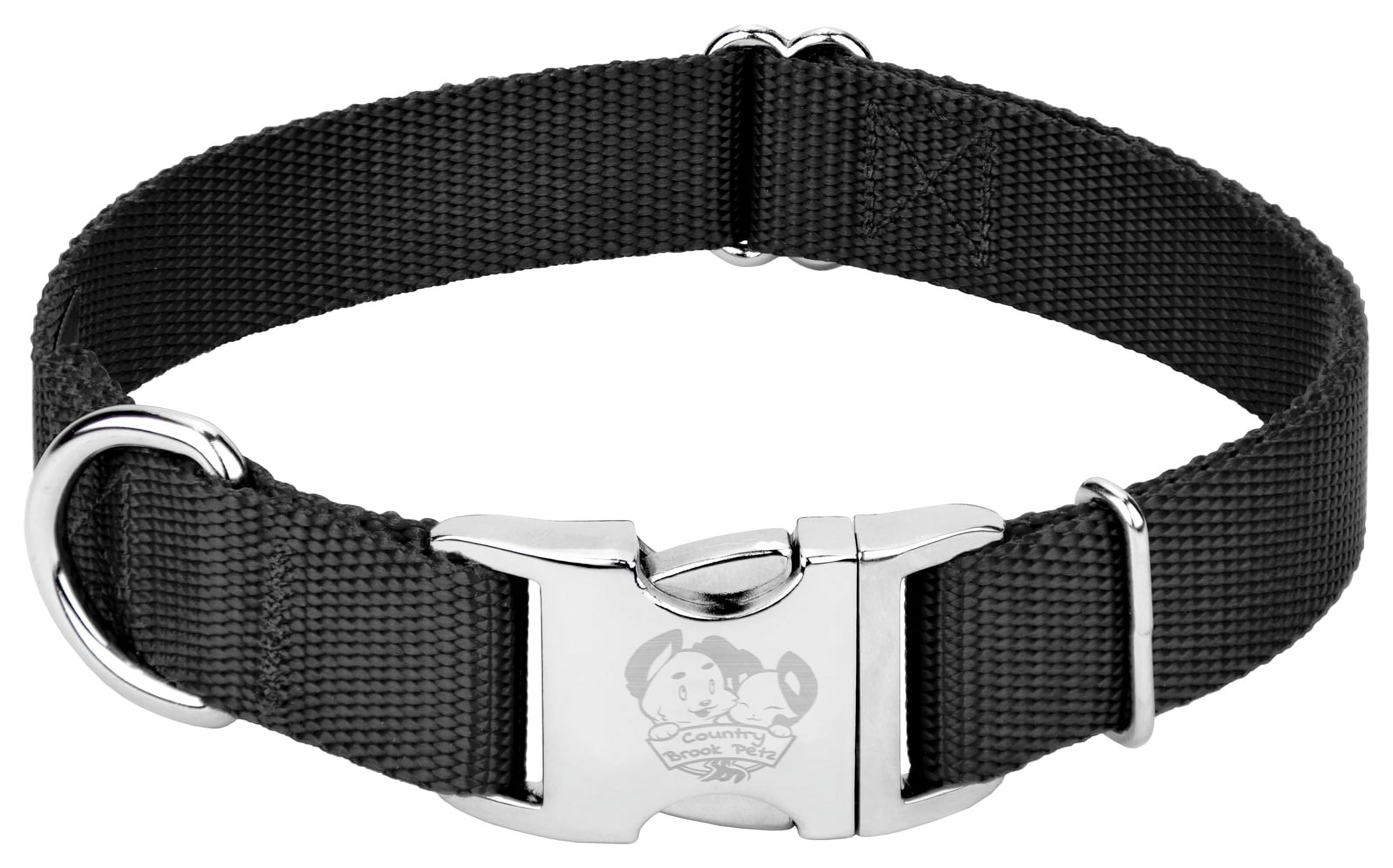 Country Brook Petz® Premium Nylon Dog Collar with Metal Buckle for Small Medium Large Breeds (Medium, 3/4 Inch, Black)