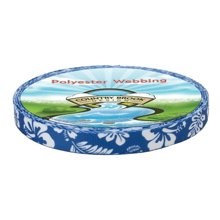 Country Brook Design - Royal Blue Hawaiian Polyester Webbing (1/2 Inch, 20 Yards)