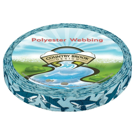 Country Brook Design - Sharks Polyester Webbing (5/8 Inch, 20 Yards)