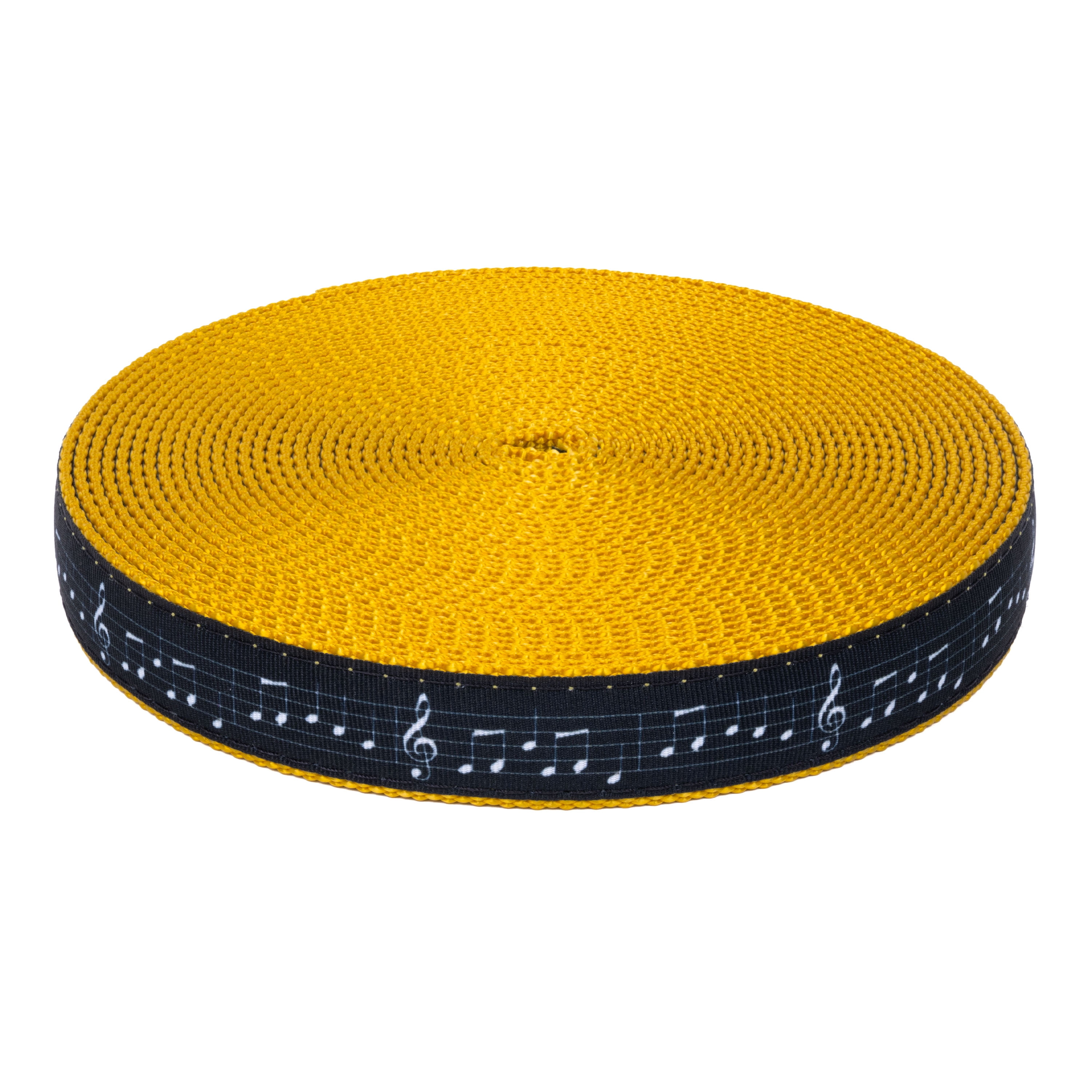 Country Brook Design - Sheet Music Ribbon on Gold Nylon Webbing (1 Inch, 10 Yards)