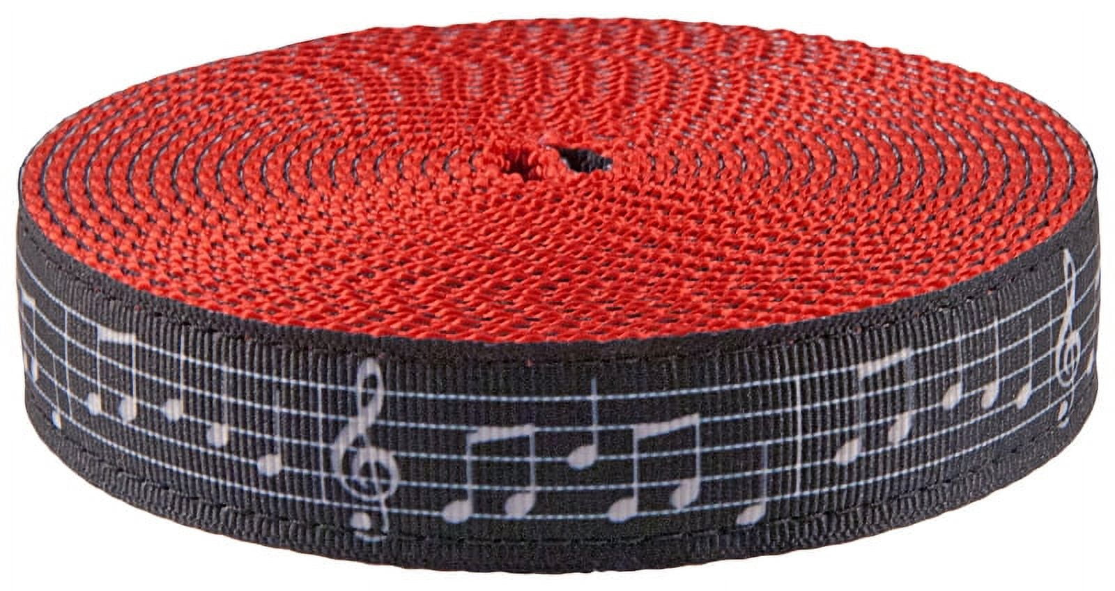 Country Brook Design - Sheet Music Ribbon on Red Nylon Webbing (1 Inch, 50 Yards)