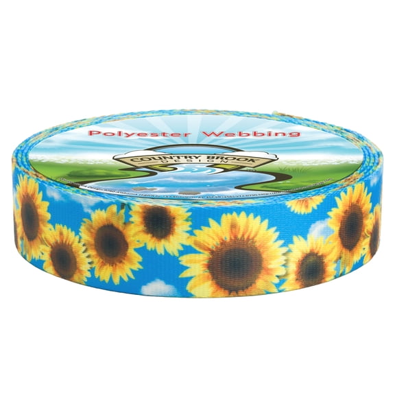 Country Brook Design® 2 Inch Sunflowers Polyester Webbing, 10 Yards