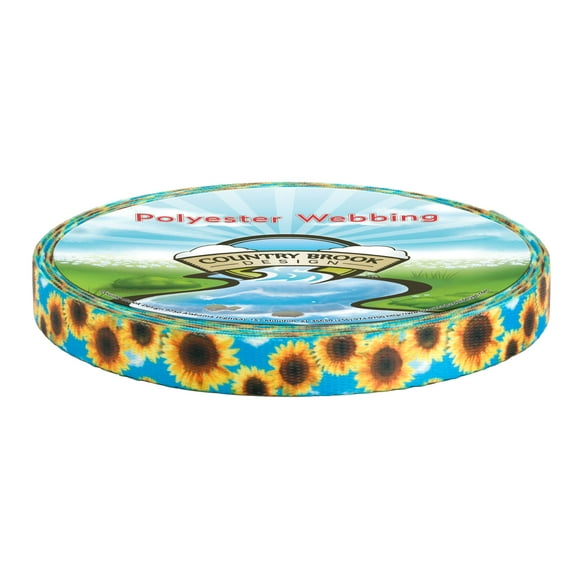 Country Brook Design - Sunflowers Polyester Webbing (5/8 Inch, 50 Yards)