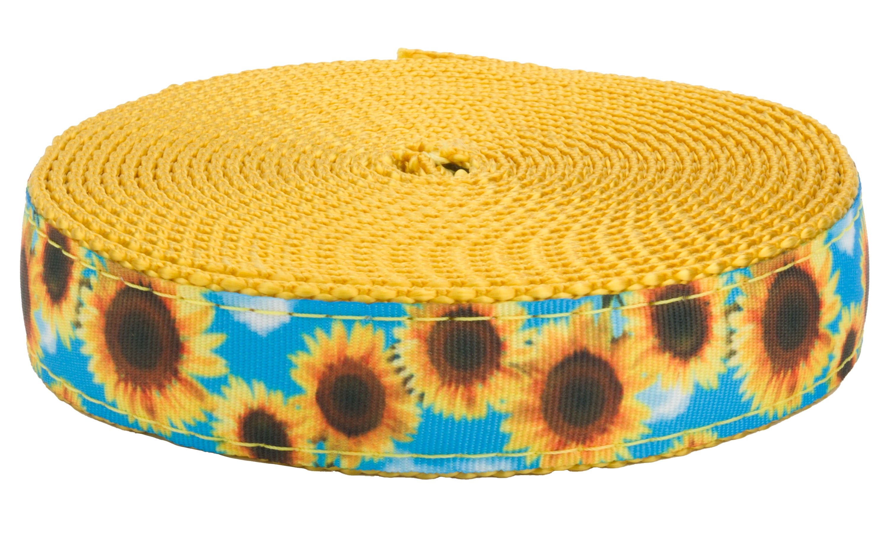 Sunflower Ribbon Spool Country Brook Design - Sunflowers Ribbon on Gold Nylon Webbing (1 Inch ...