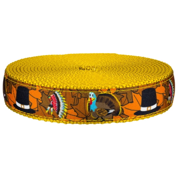 Country Brook Design - Thanksgiving Tradition on Gold Nylon Webbing (1 Inch, 5 Yards)