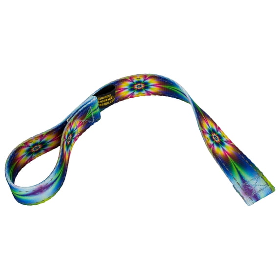 Country Brook Design® Tie Dye Flowers Winch Hook Pull Strap with Reflective Polyester