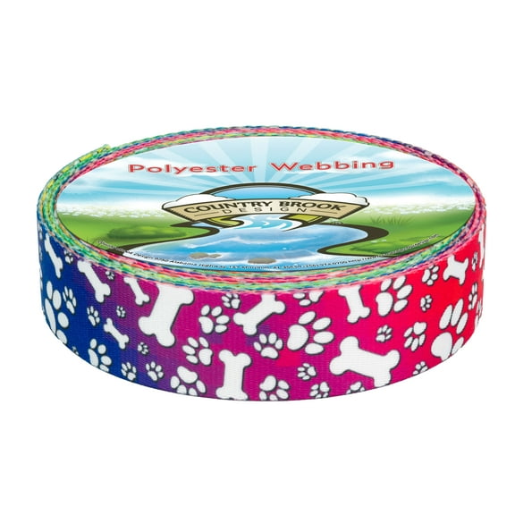 Country Brook Design - Trippy Doggo Polyester Webbing (1 1/2 Inch, 50 Yards)