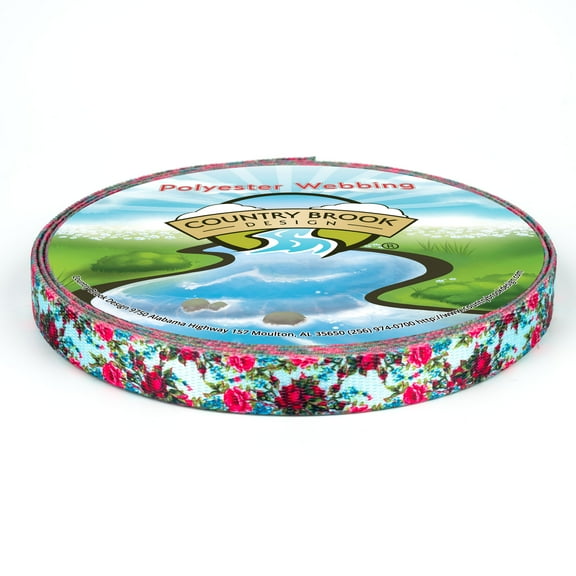 Country Brook Design - Vintage Roses Polyester Webbing (5/8 Inch, 10 Yards)