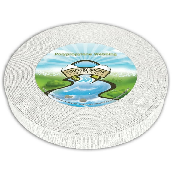 Country Brook Design - White Heavy Polypropylene Webbing - 12 Vibrant Colors (1 Inch, 25 Yards)