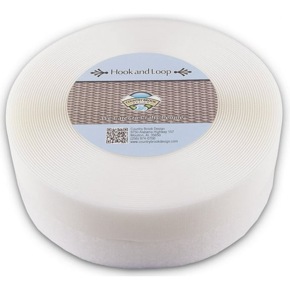 Country Brook Design White Sew on Hook and Loop (1 1/2 inch,  2 Rolls of 5 Yards)