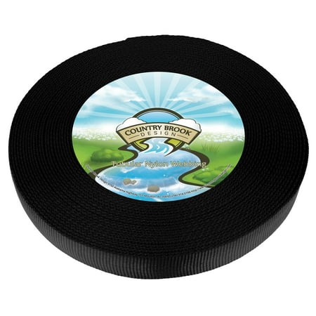 Country Brook Design® 1 Inch Black Tubular Nylon Webbing