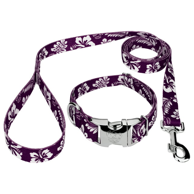 Country Brook Design&reg;  Purple Hawaiian Premium Dog Collar & Leash