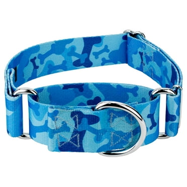 Country Brook Petz® 1 1/2 inch Blue Bone Camo Martingale Dog Collar, Medium