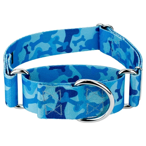 Country Brook Petz® 1 1/2 inch Blue Bone Camo Martingale Dog Collar, Medium
