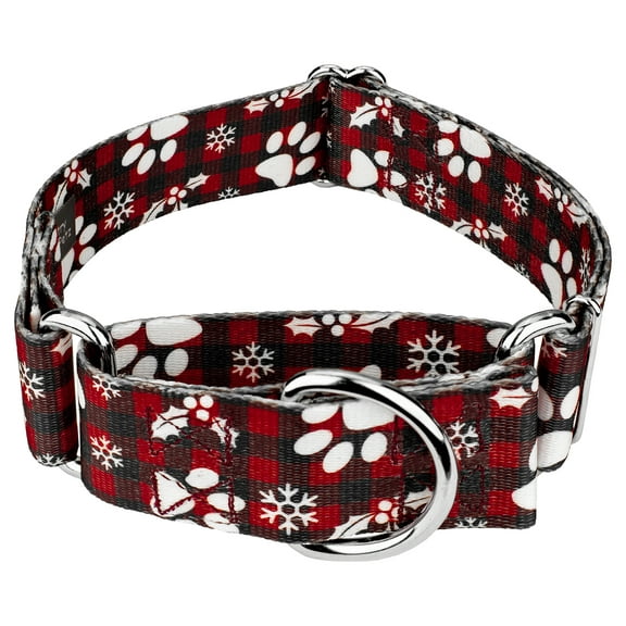 Country Brook PetzĀ® 1 1/2 inch Christmas Plaid Martingale Dog Collar, Medium