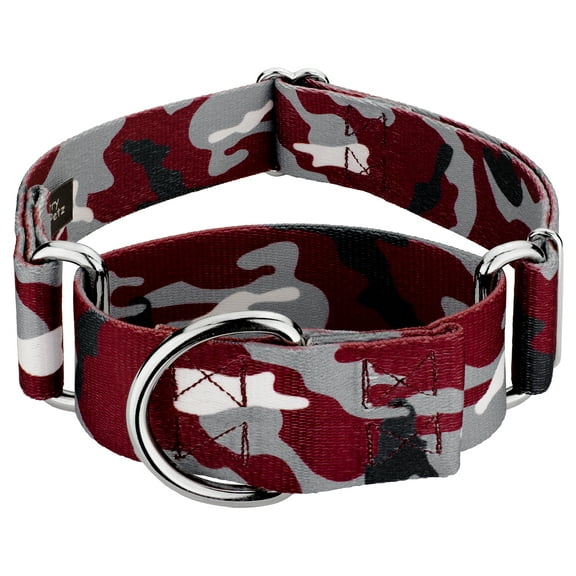 Country Brook Petz® 1 1/2 inch Crimson and White Camo Martingale Dog Collar, Medium