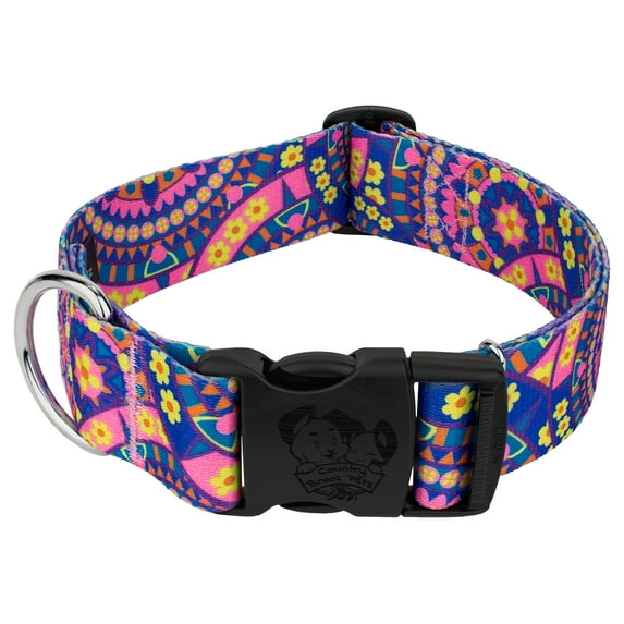 Country Brook Petz® 1 1/2 inch Deluxe Blue Boho Mandala Dog Collar, Medium