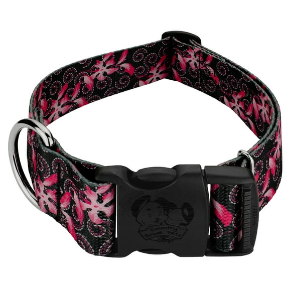 Country Brook Petz® 1 1/2 inch Deluxe Pink Honeysuckle Breeze Dog Collar, Large