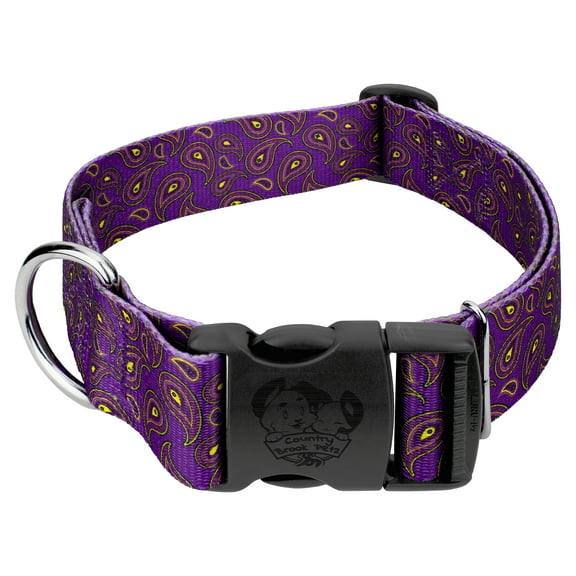 Country Brook Petz® 1 1/2 inch Deluxe Purple Paisley Dog Collar, Large
