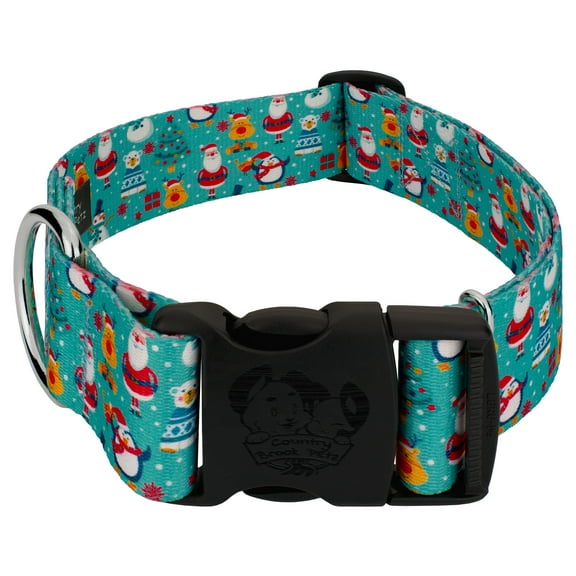 Country Brook Petz® 1 1/2 inch Deluxe Santa & Friends Dog Collar, Large