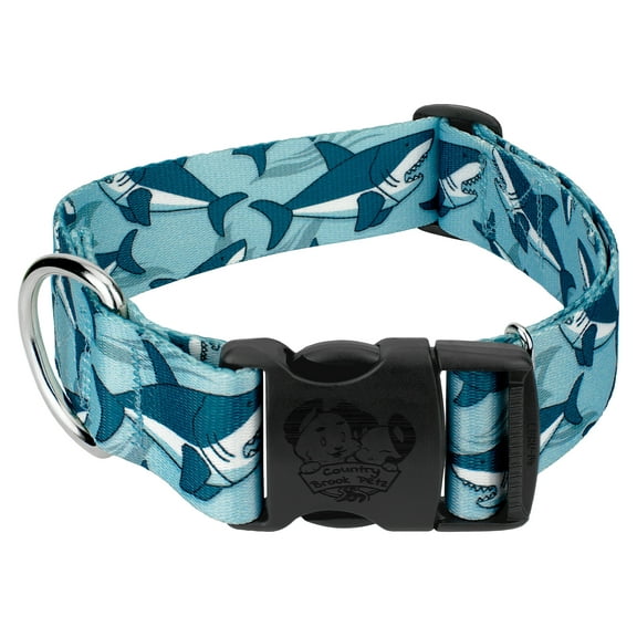 Country Brook Petz® 1 1/2 inch Deluxe Sharks Dog Collar, Extra Large