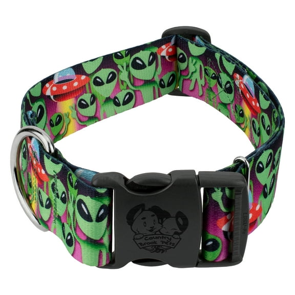 Country Brook Petz® 1 1/2 inch Deluxe Space Aliens Dog Collar, Medium