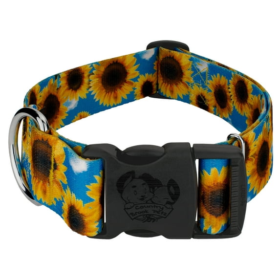 Country Brook Petz® 1 1/2 inch Deluxe Sunflowers Dog Collar, Large