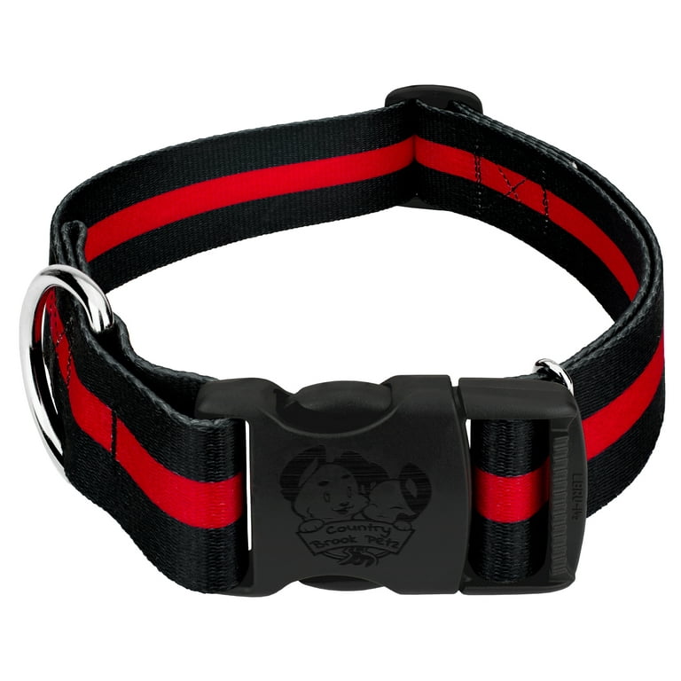 Country Brook Petz 1 1 2 inch Deluxe Thin Red Line Dog Collar