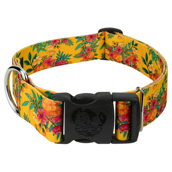 Country Brook Petz® 1 1/2 inch Deluxe Tropical Floral Dog Collar, Extra Large