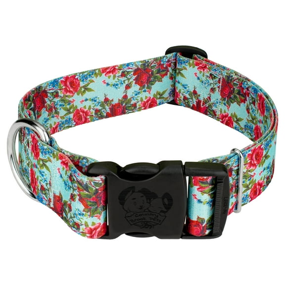 Country Brook Petz® 1 1/2 inch Deluxe Vintage Roses Dog Collar, Extra Large