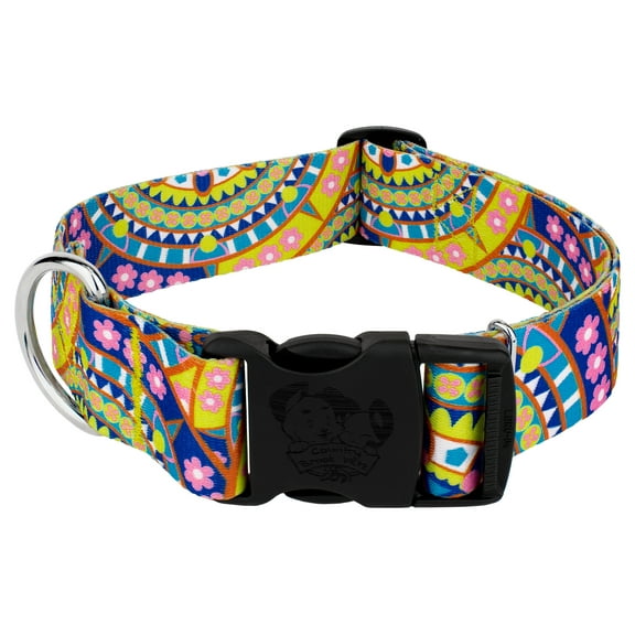 Country Brook Petz® 1 1/2 inch Deluxe Yellow Boho Mandala Dog Collar, Medium