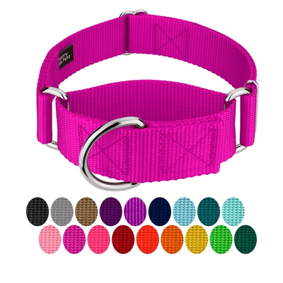 Country Brook Petz® 1 1/2 inch Fuchsia Martingale Heavyduty Nylon Dog Collar, Extra Large