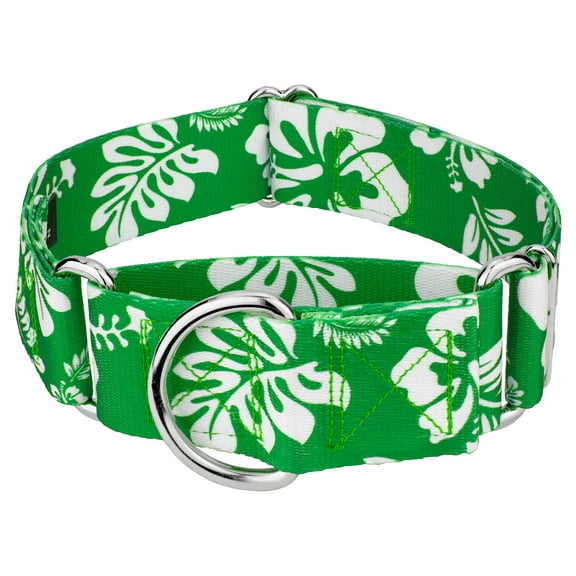Country Brook Petz® 1 1/2 inch Kelly Green Hawaiian Martingale Dog Collar, Medium