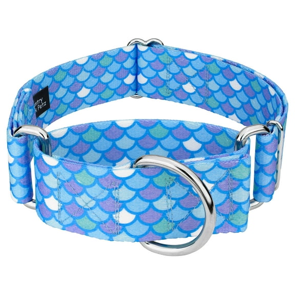 Country Brook Petz® 1 1/2 inch Mermaid Scales Martingale Dog Collar, Medium